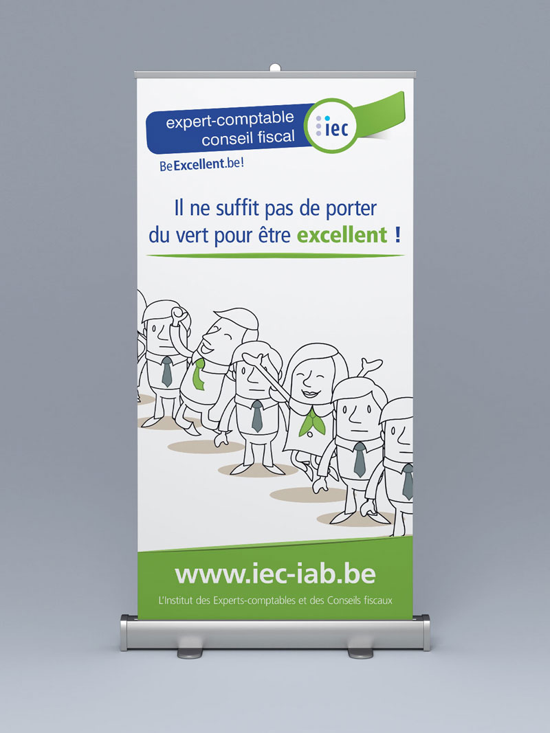 Roll-up mis en situation dans un événement IEC Roll-Up / Kakemono - Illustrator & InDesign